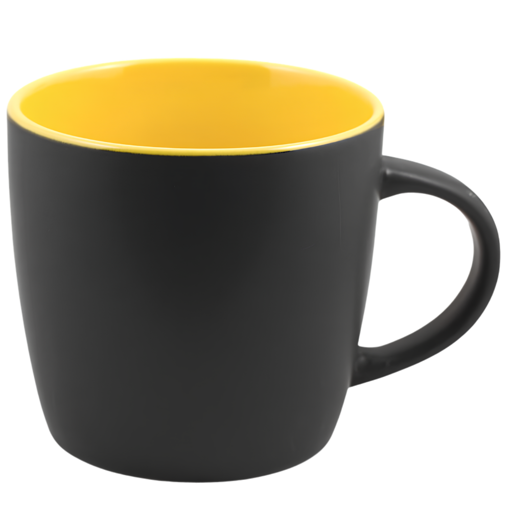 WP1859S | 12 oz Cafe Mug ( Glossy in / Black Matte out)