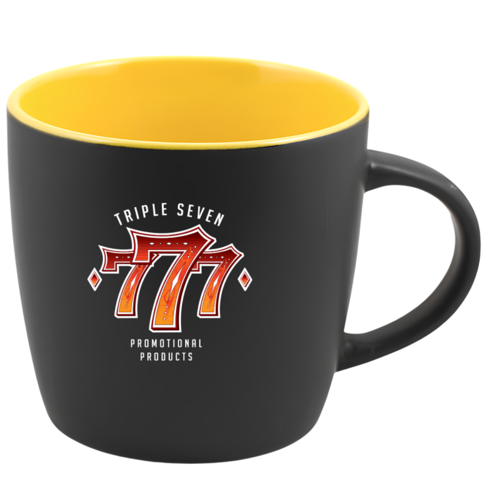 WP1859S | 12 oz Cafe Mug ( Glossy in / Black Matte out)