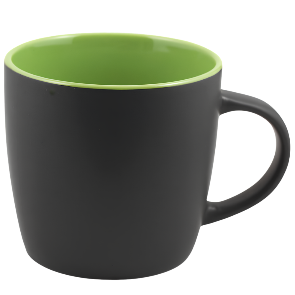 WP1859S | 12 oz Cafe Mug ( Glossy in / Black Matte out)