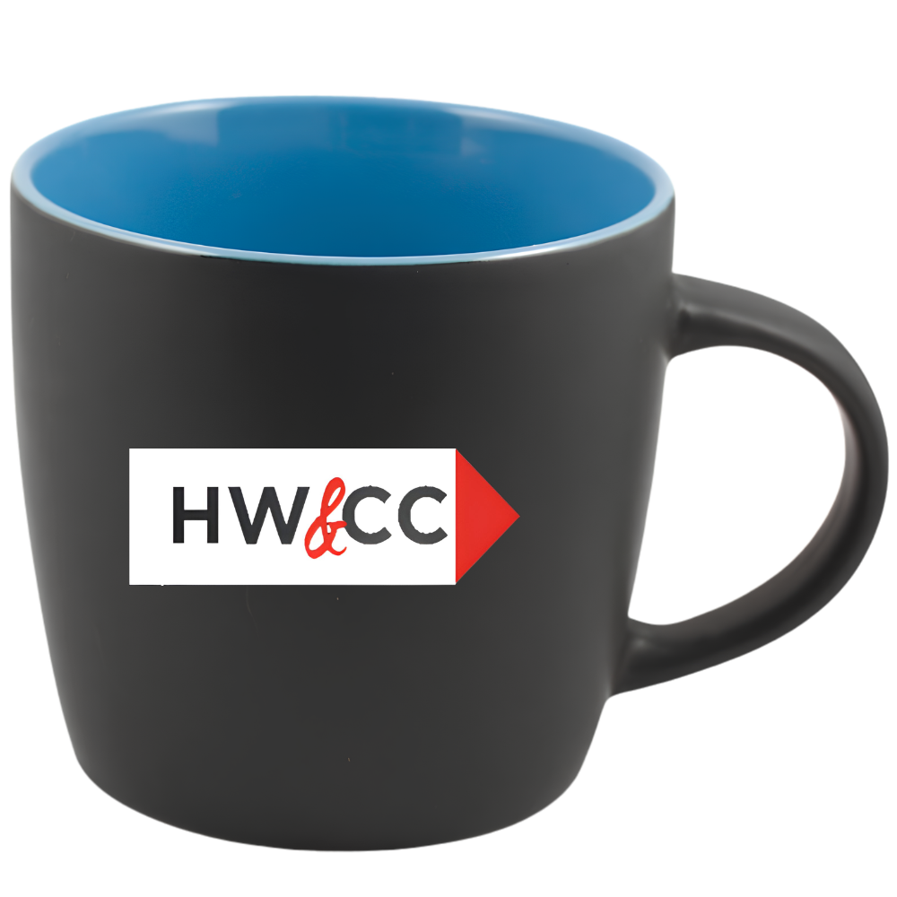 WP1859S | 12 oz Cafe Mug ( Glossy in / Black Matte out)