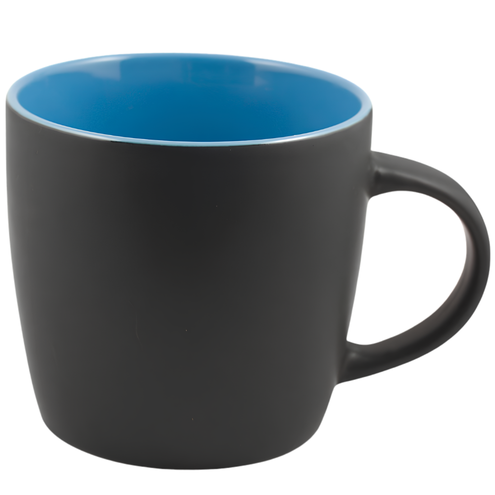 WP1859S | 12 oz Cafe Mug ( Glossy in / Black Matte out)