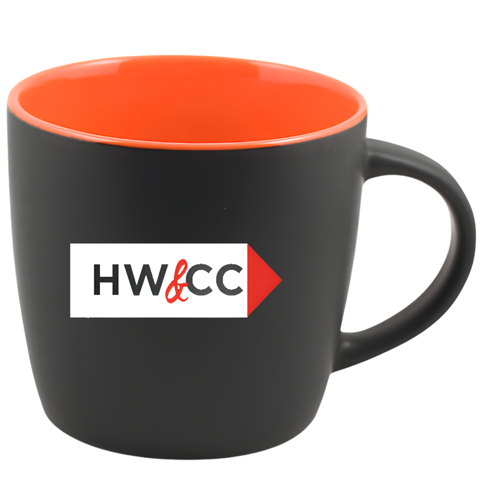 WP1859S | 12 oz Cafe Mug ( Glossy in / Black Matte out)
