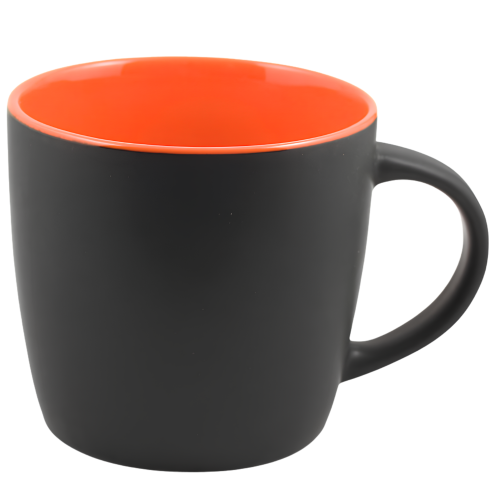 WP1859S | 12 oz Cafe Mug ( Glossy in / Black Matte out)