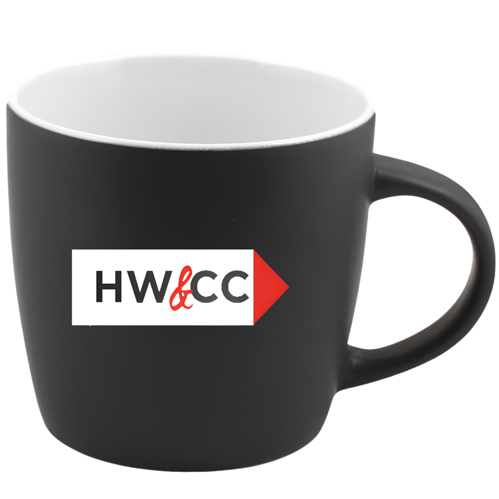 WP1859S | 12 oz Cafe Mug ( Glossy in / Black Matte out)