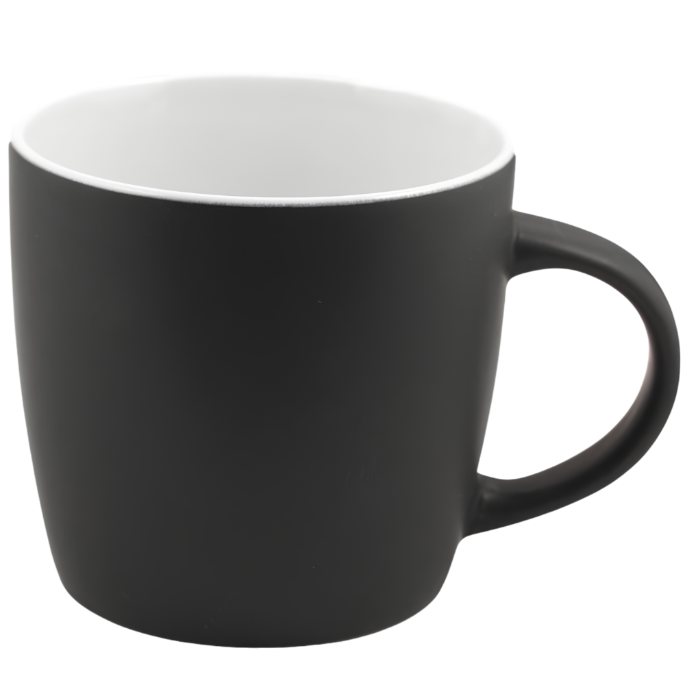 WP1859S | 12 oz Cafe Mug ( Glossy in / Black Matte out)