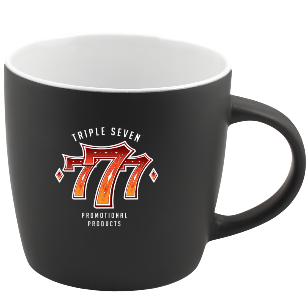 WP1859S | 12 oz Cafe Mug ( Glossy in / Black Matte out)